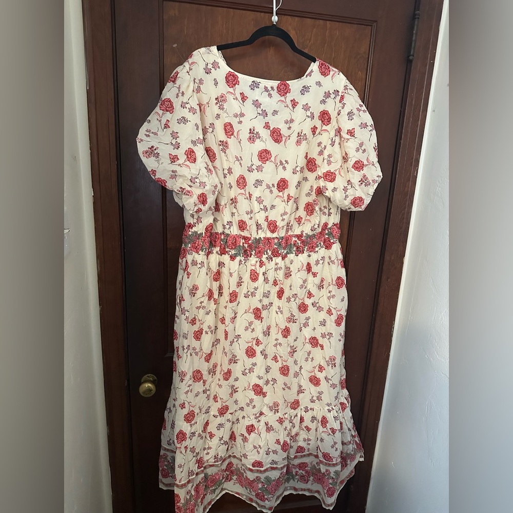 Floral V-Neck Maxi Dress in Pink Cream - Picture 3 of 4